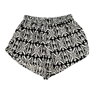 Ambiance Apparel Black White Pattern Pull On Shorts Women's Size S